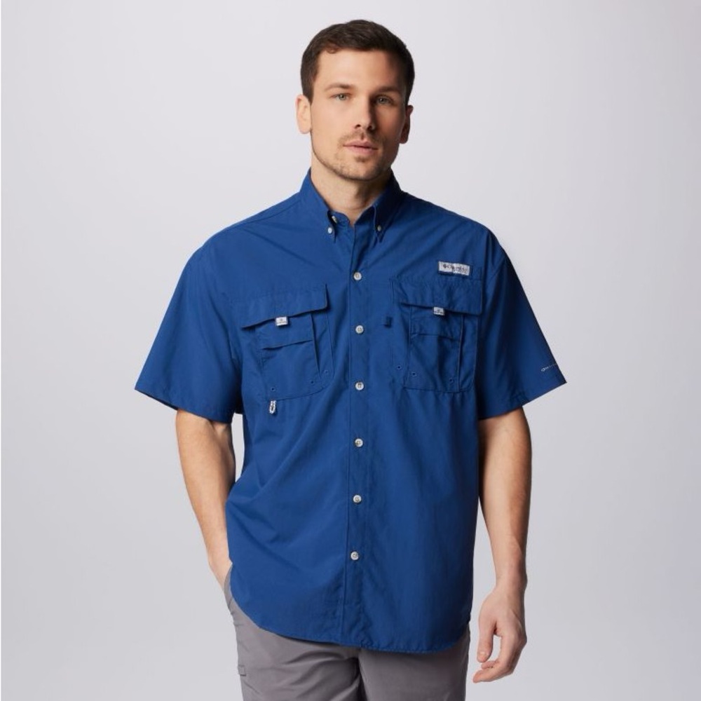 EUC Men’s PFG Bahama II Carbon Blue Short Sleeve Button Down Shirt Size 2X
